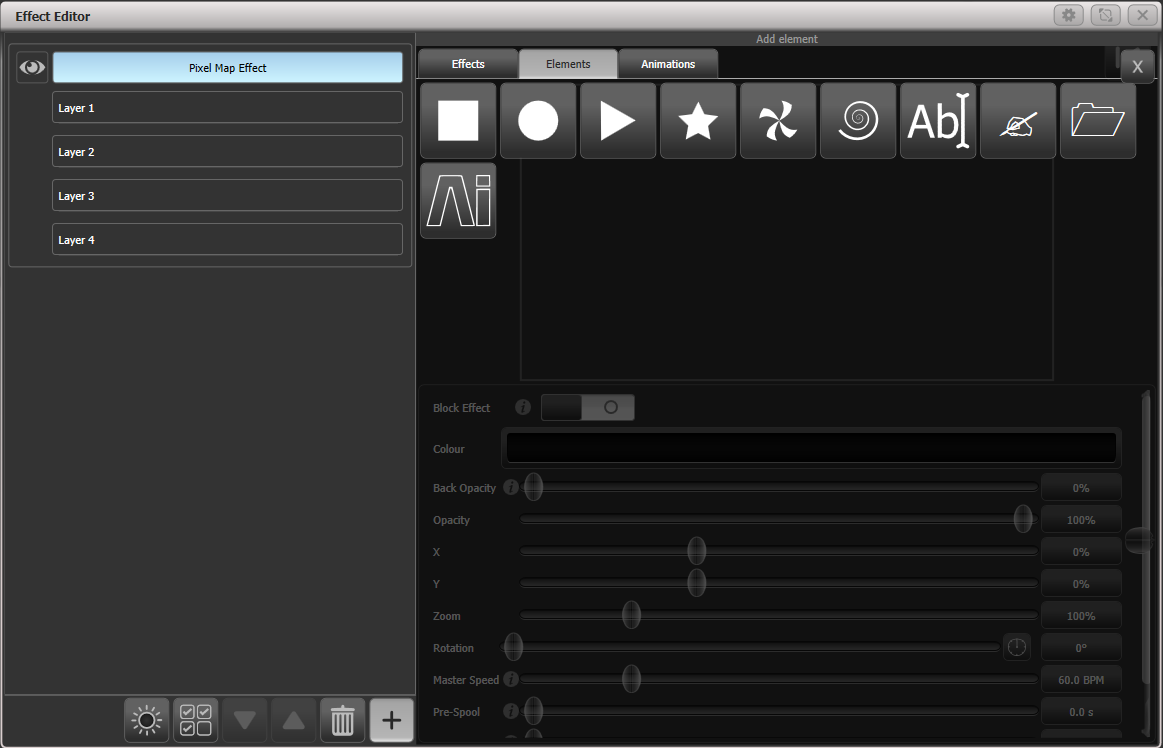 Adding an element in the Pixel Mapper Window