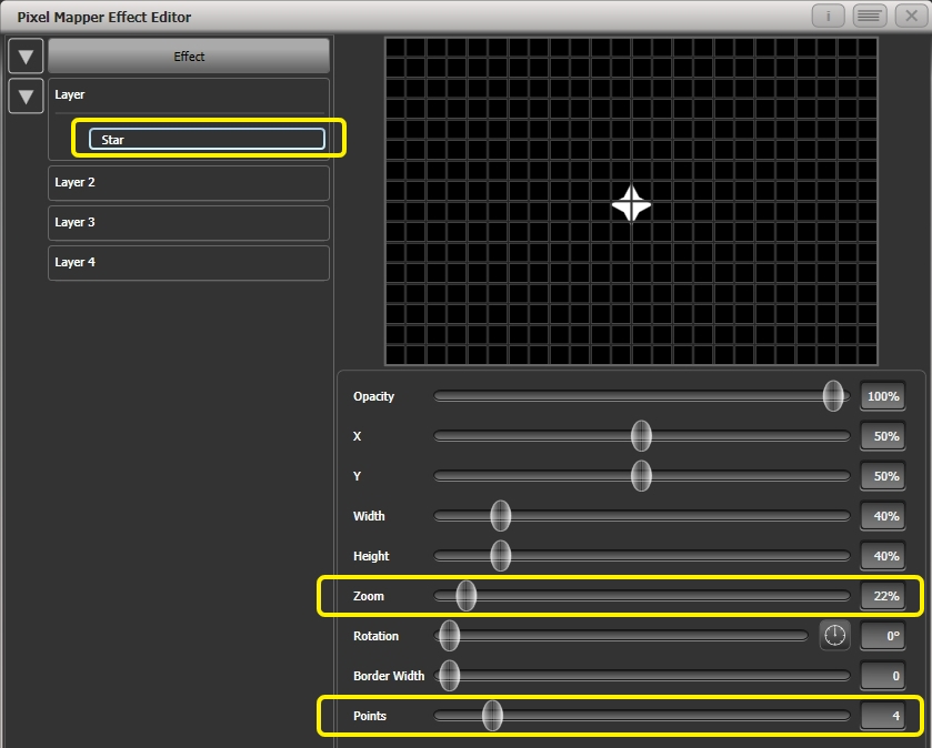 Effect Editor - Pixel Mapper - Modifying a Star Element