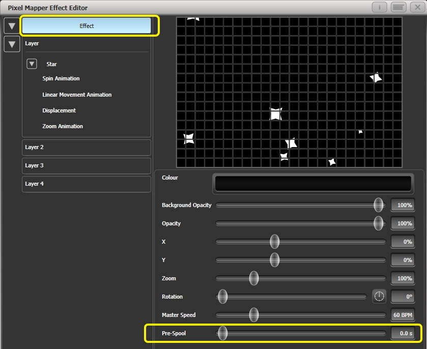 Effect Editor - Pixel Mapper - Zoom Animation Settings