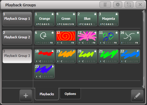 Playback groups display mode 1