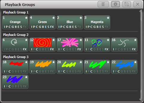 Playback groups display mode 3