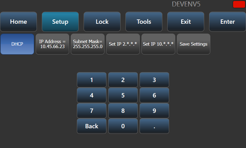 TNP - Setup - Network Settings - IP Settings Screen