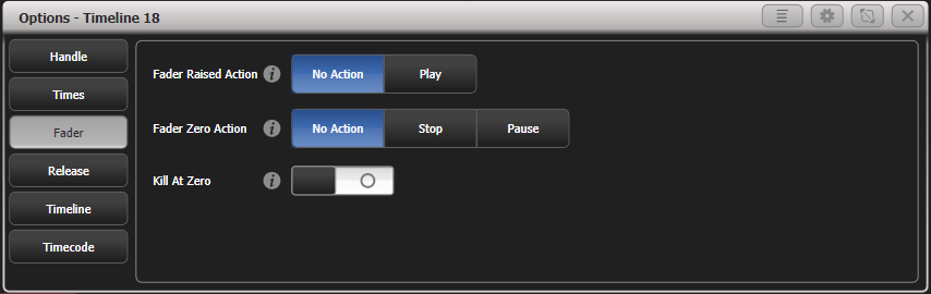 Timeline Options: Fader