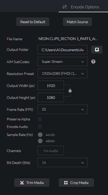 Encode Options