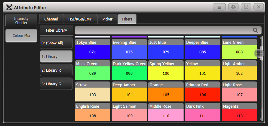Attribute Editor - Colour Filters