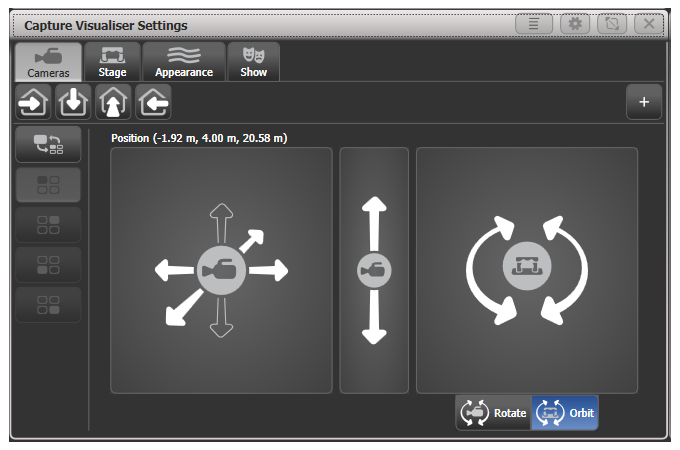 Camera movements in Capture Visualiser Workspace Window