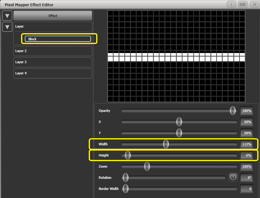 Effect Editor - Pixel Mapper - Adjusting Width and Height of a Block