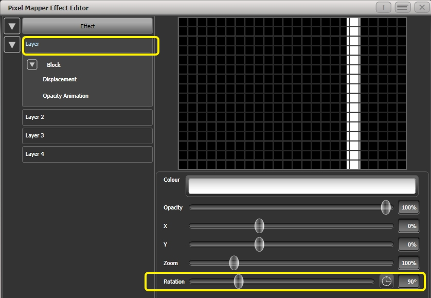 Effect Editor - Pixel Mapper - Changing Layer Rotation