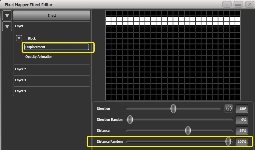 Effect Editor - Pixel Mapper - Displacement Animation Direction Random Setting