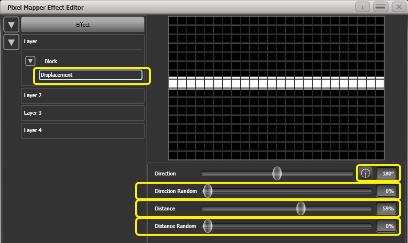 Effect Editor - Pixel Mapper - Displacement Animation Settings