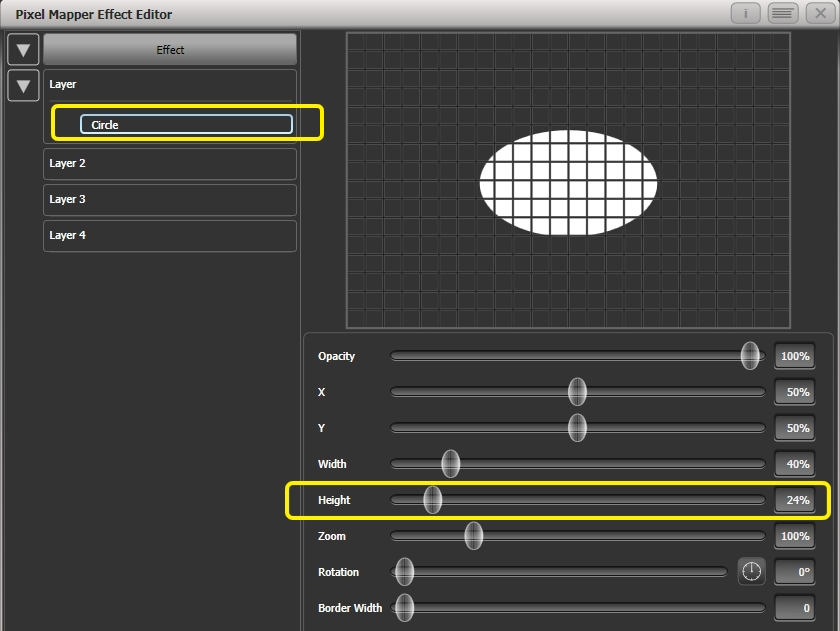 Effect Editor - Pixel Mapper - Editing Height of Circle