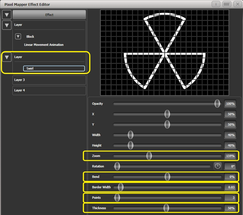 Effect Editor - Pixel Mapper - Modifying Swirl