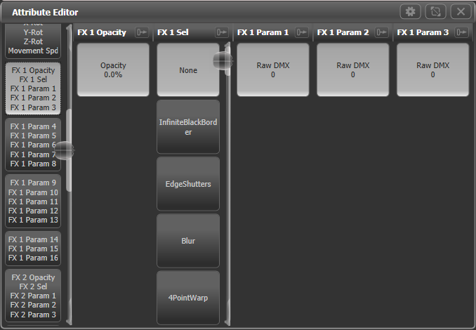 FX tab of Attribute Editor for Synergy layer