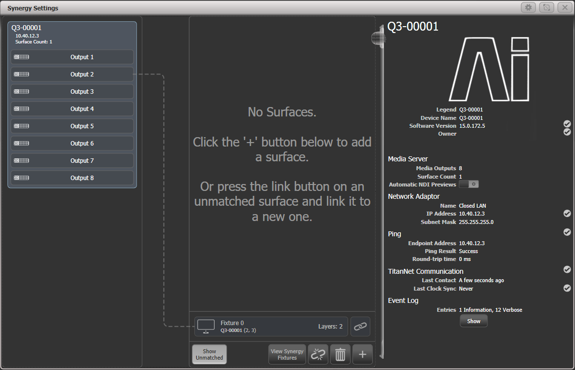 Synergy Settings Window