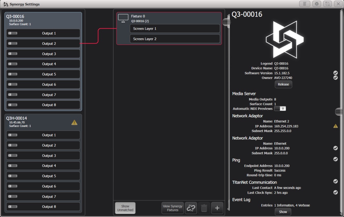 Synergy Settings Window with a linked screen