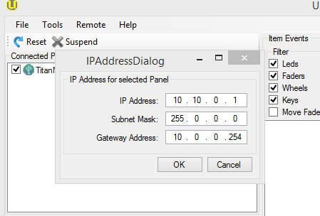 USB Expert Tools - TNS Panel - IP Address Dialog